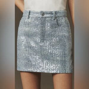 Walter Baker Simone Light Blue sequin straight Mini Skirt